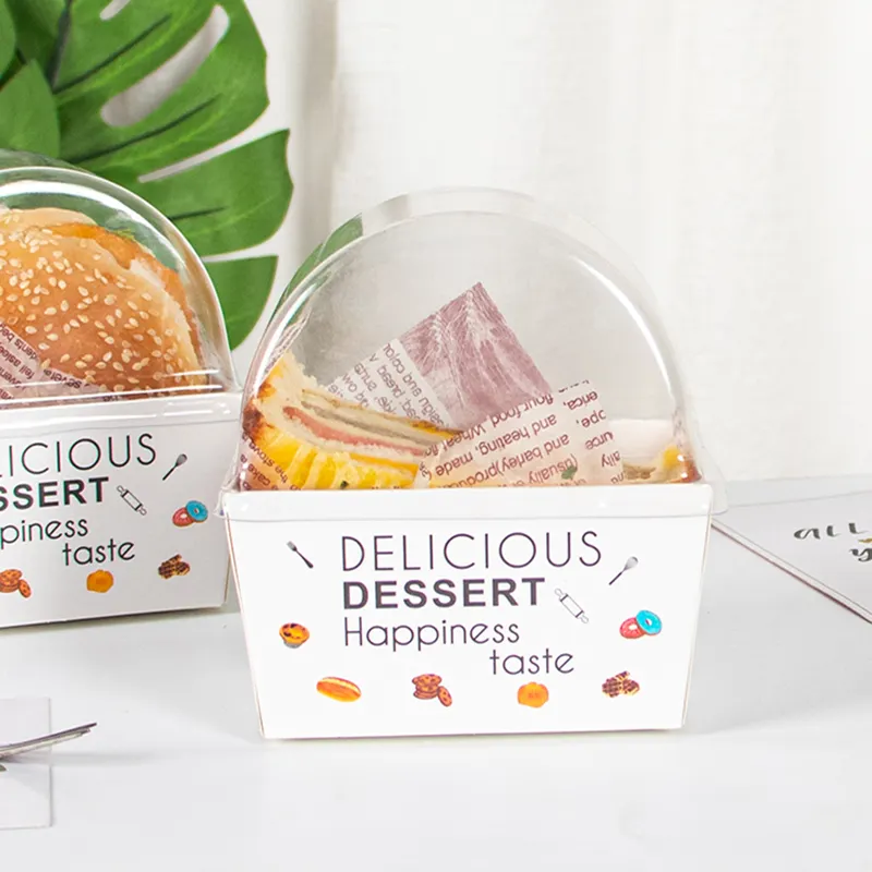 Caja de Papel Kraft para embalaje de hamburguesas, cartón desechable personalizado de grado alimenticio