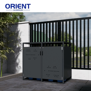 Cubo de basura al aire libre Cubo de basura Almacenamiento Cubierta de aluminio Contenedores de basura de metal Caja de basura - Product Image 4