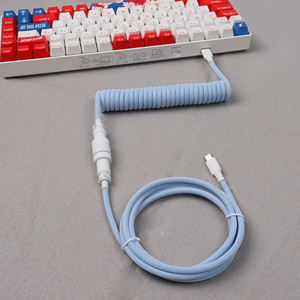 Cable de teclado USB C a tipo C en espiral personalizado para teclado mecánico, teclado para juegos, Cable en espiral personalizado - Product Image 1