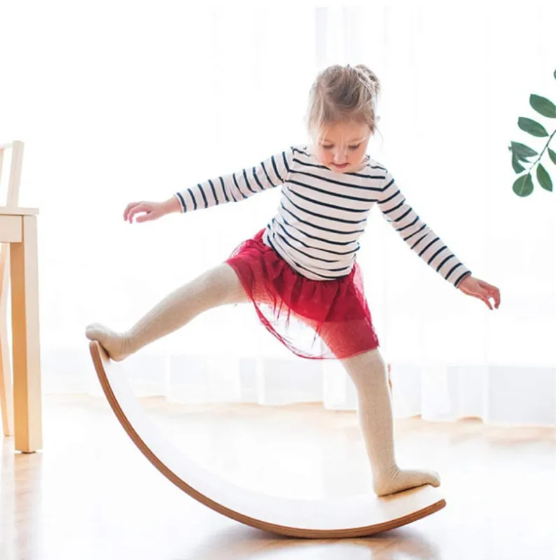 Фитнес деревянная скругленная детская тренировочная балансировочная доска