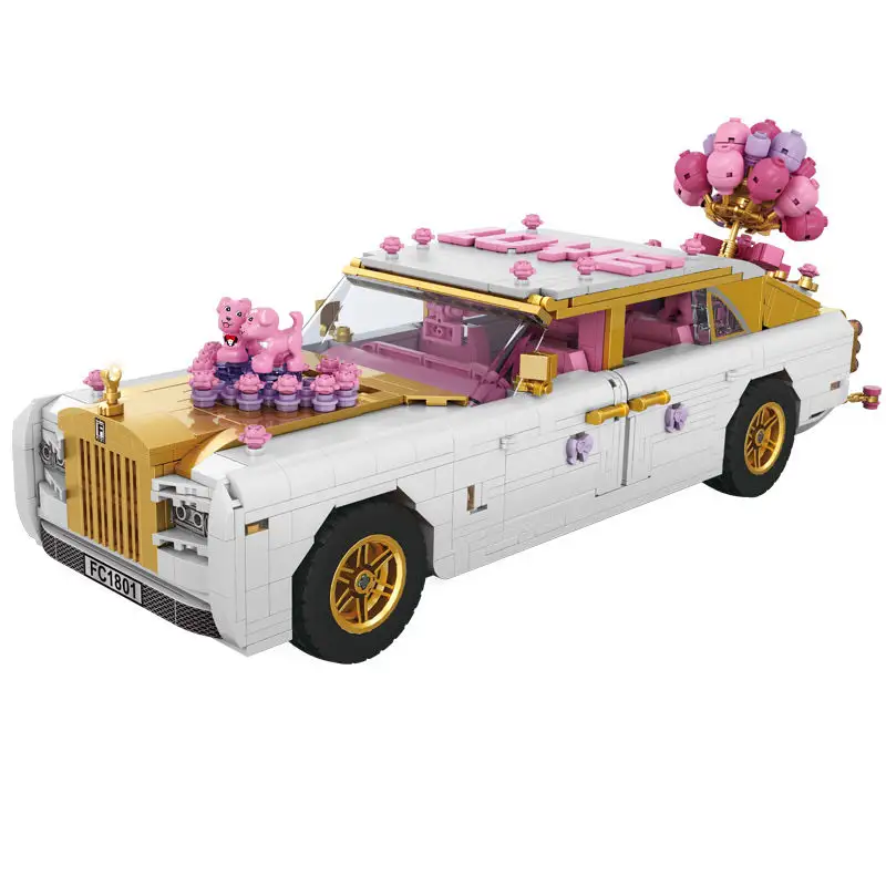 FC1801 MOC Teknis RomanceWedding Mobil Bunga Menikah Upacara Voiture Mainan Bricks Blok Bangunan Model Hadiah Natal