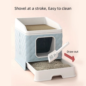 Büyük boy Pet kum kabı tamamen kapalı ve kirletmek kedi tuvalet önlemek için katlanabilir - Product Image 5