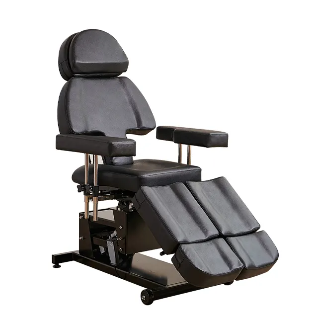 Cadeira de artista elétrica, cadeira portátil simples de massagem hidráulica e tatuagem preta multifuncional