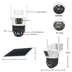 Cámara de seguridad de doble lente con energía Solar de 1080p y 4mp, cámara de red WiFi PIR de visión nocturna para uso en exteriores, tarjeta de memoria con Sensor CMOS - Product Image 2