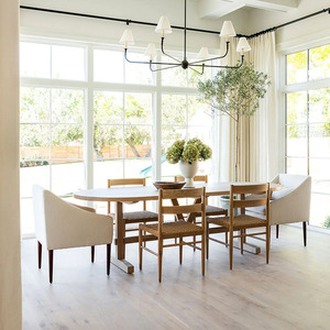 Phong Cách Trung Cổ Rắn Gỗ Sồi Thân Thiện Với Môi Bền Bàn Ăn Pháp Retro Đơn Giản Bàn Ghế Kết Hợp Cho Gia Đình Ăn Uống - Product Image 1