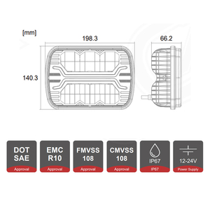 ไฟหน้ารถยนต์ Led 5*7,ไฟหน้าออฟโรด IP67 E-Mark DOT ทรงสี่เหลี่ยมผืนผ้าขนาด5*7สำหรับรถยนต์ - Product Image 4