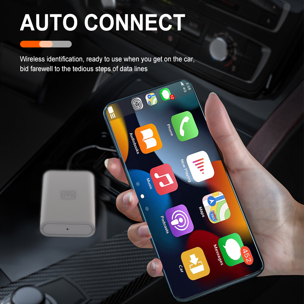 Podofo Original Car Wired CarPlay To Wireless CarPlay AI Box External Module White Original Car System Upgrade Voice Control