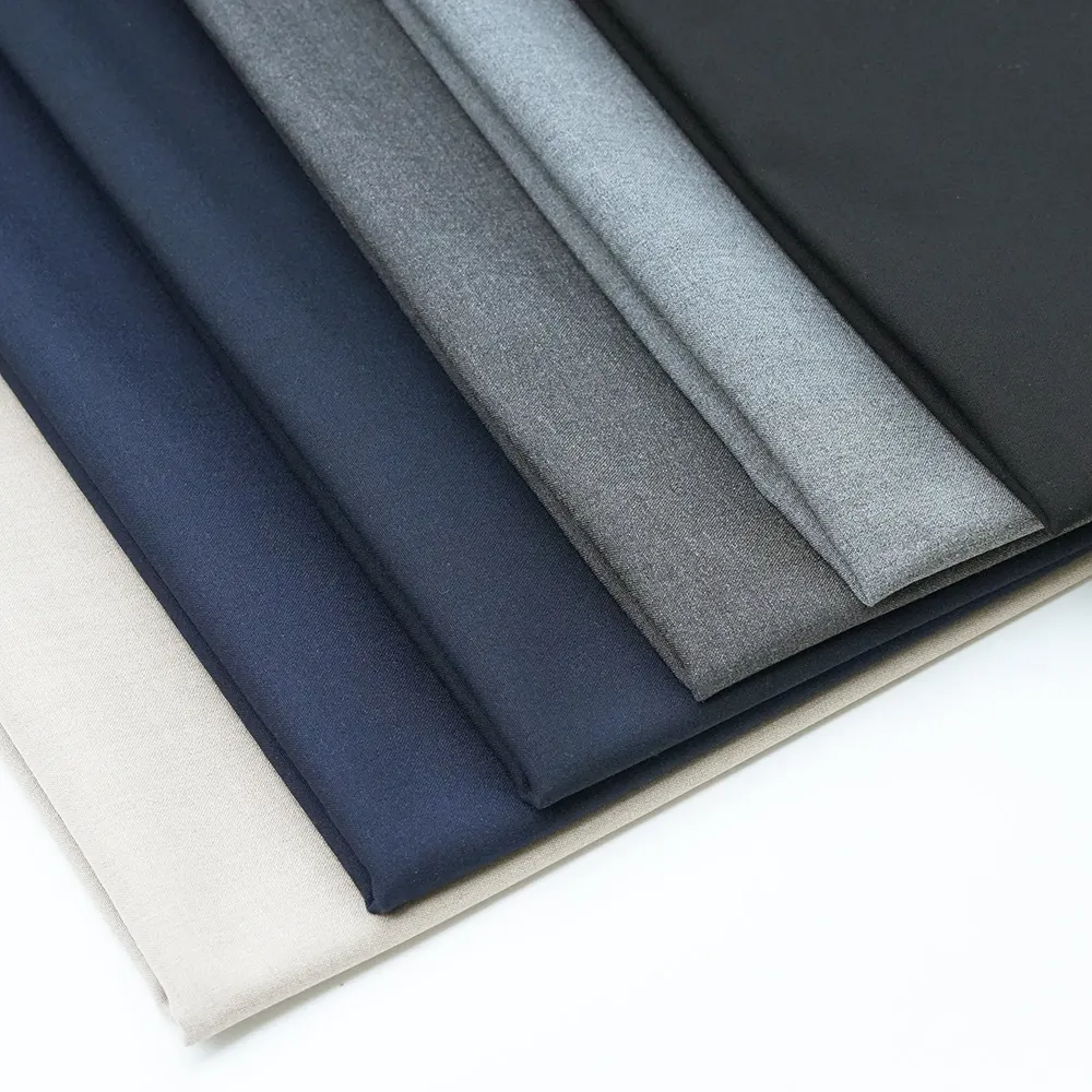 Tecido TRW liso de lã rayon/mistura de poliéster para roupas de terno, novidade em estoque