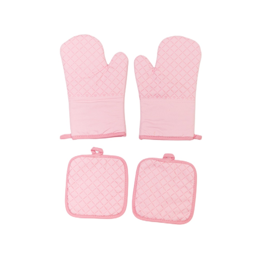 Ensemble 4 pièces à carreaux roses 30cm