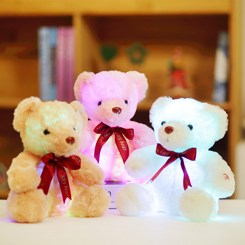 30cm luminous plush toys light up led colorful glowing teddy bear stuffed animal doll kids christmas gift