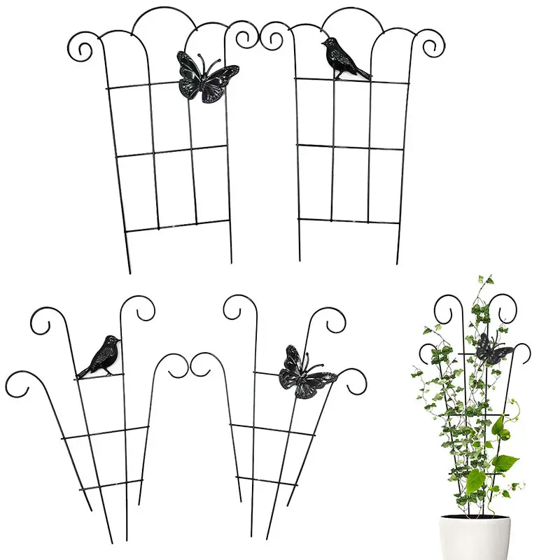 Suporte de metal em forma de coração, suporte de ferro redondo para plantas de jardim, placa de escalada em vasos para faça você mesmo, rack de flores e legumes