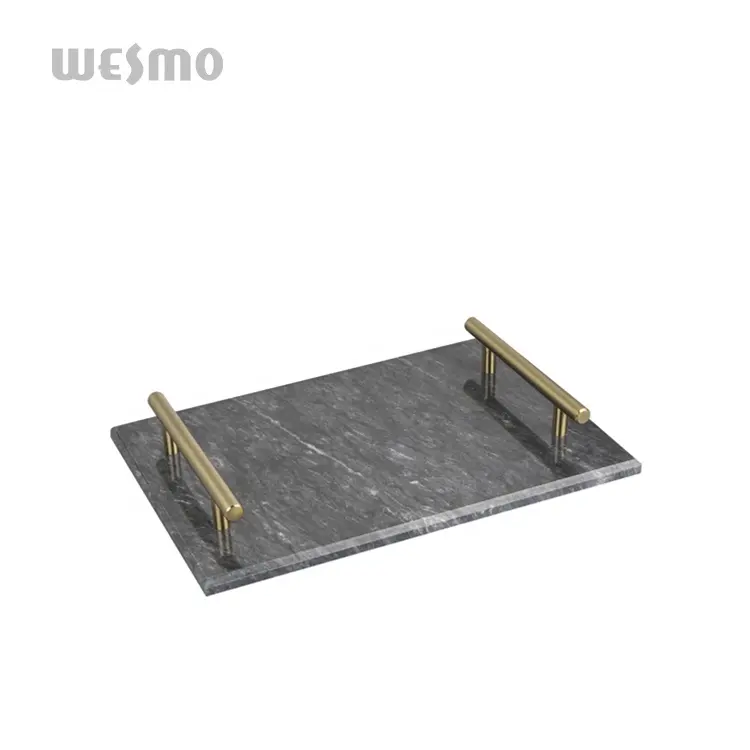 Bandeja de mármol negro rectangular, bandeja de mesa de café, accesorios de dormitorio, bandeja de decoración para sala de estar