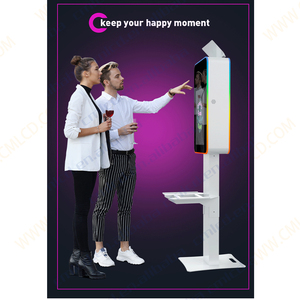 Спереди и сзади RGB световая фотобудка для аренды селфи-киоска со встроенной вспышкой и полкой для принтера - Product Image 4