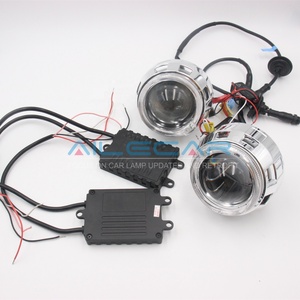 RHD Bi ไฟโปรเจคเตอร์ Led,เลนส์ I1S 2.5นิ้วพร้อม Gatling Gun ฝาครอบกล้อง Angel Eyes ไฟหน้ารถโปรเจคเตอร์ - Product Image 1