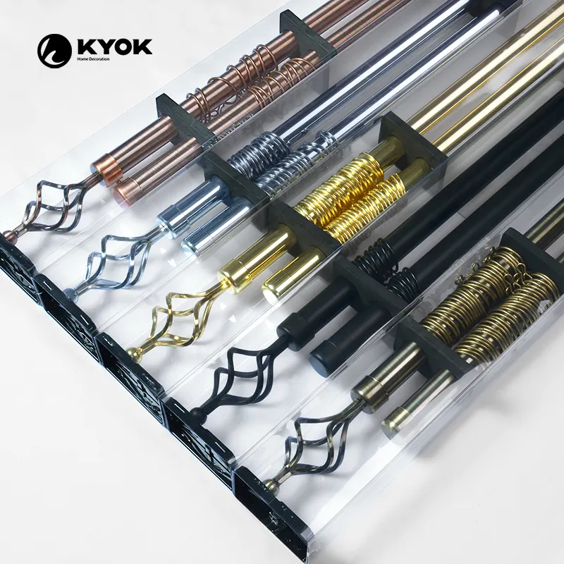 KYOK fabricant pas cher, ensemble de tringles à rideaux extensibles 2m 3m 4m, simple Double tringle à rideau de Tension