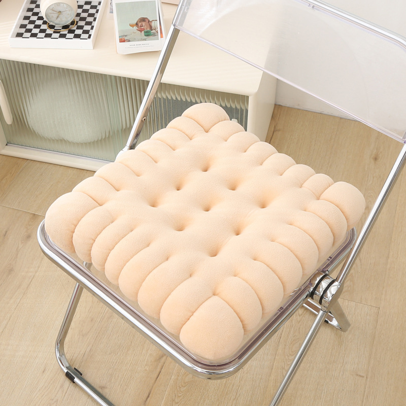 สีเบจล้วน - หมอนรองนั่งทรงคุกกี้