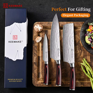 3pcs thép không gỉ Damascus Mô hình nhà bếp dao đặt 8 ''đầu bếp 7'' Nakiri 3.5 ''gọt dao Hộp Quà Tặng bằng gỗ xử lý sắc nét - Product Image 4