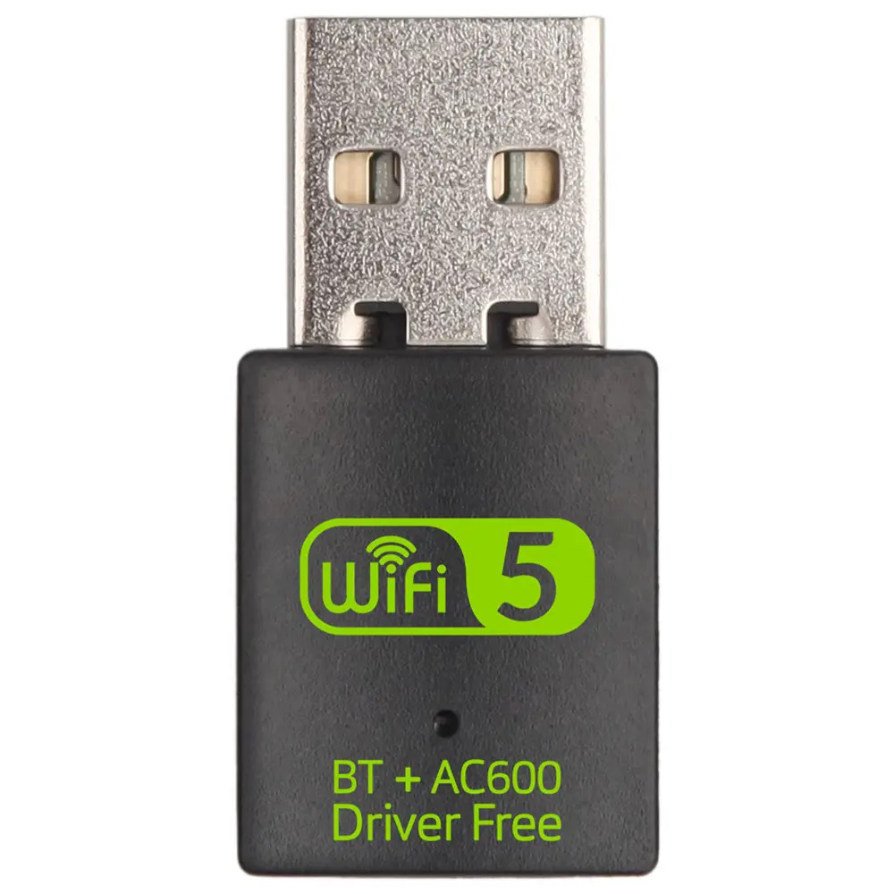 Adaptador USB WiFi Bt 600 de 5,0 Mbps, 2 en 1 Dongle, 2,4G y 5GHz, wi-fi 5, receptor inalámbrico Wlan, controlador gratis