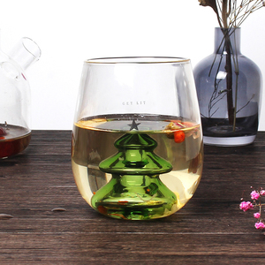 Wholesale Big Volume Glass <strong>Cup</strong> with Christmas Tree Joined at the Bottom <strong>Lovely</strong> 600ml <strong>Cup</strong> Glass for Merry Christmas - Product Image 4