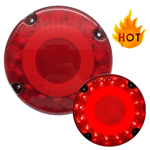 Red Amber 7 Inch Signal Lamp for School Bus Transit Vehicle <strong>Strobe</strong> LED <strong>Round</strong> Flash Turn Tail Stop Rear Brake <strong>Light</strong> with DRL Ring - Product Image 1