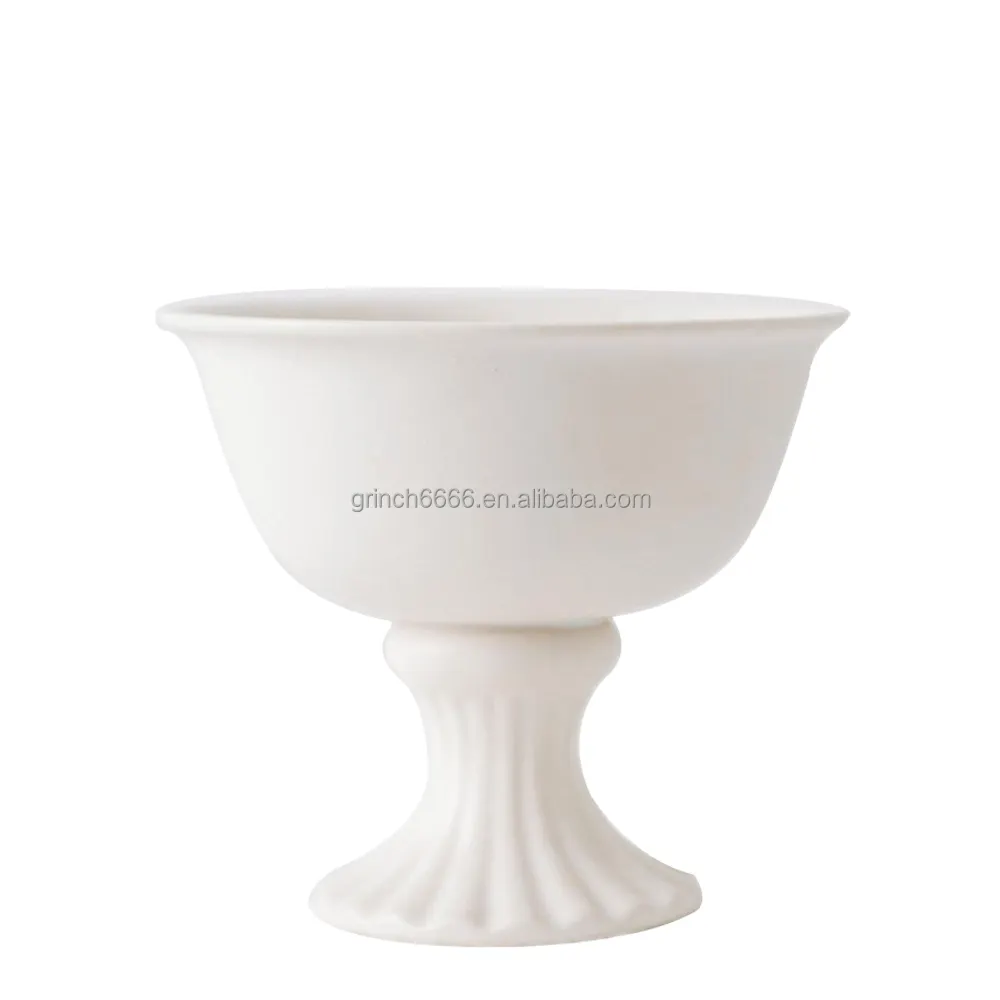 Vaisseau floral en céramique Crème Compote Piédestal Vaseware Floral Stands Vase Compote en céramique