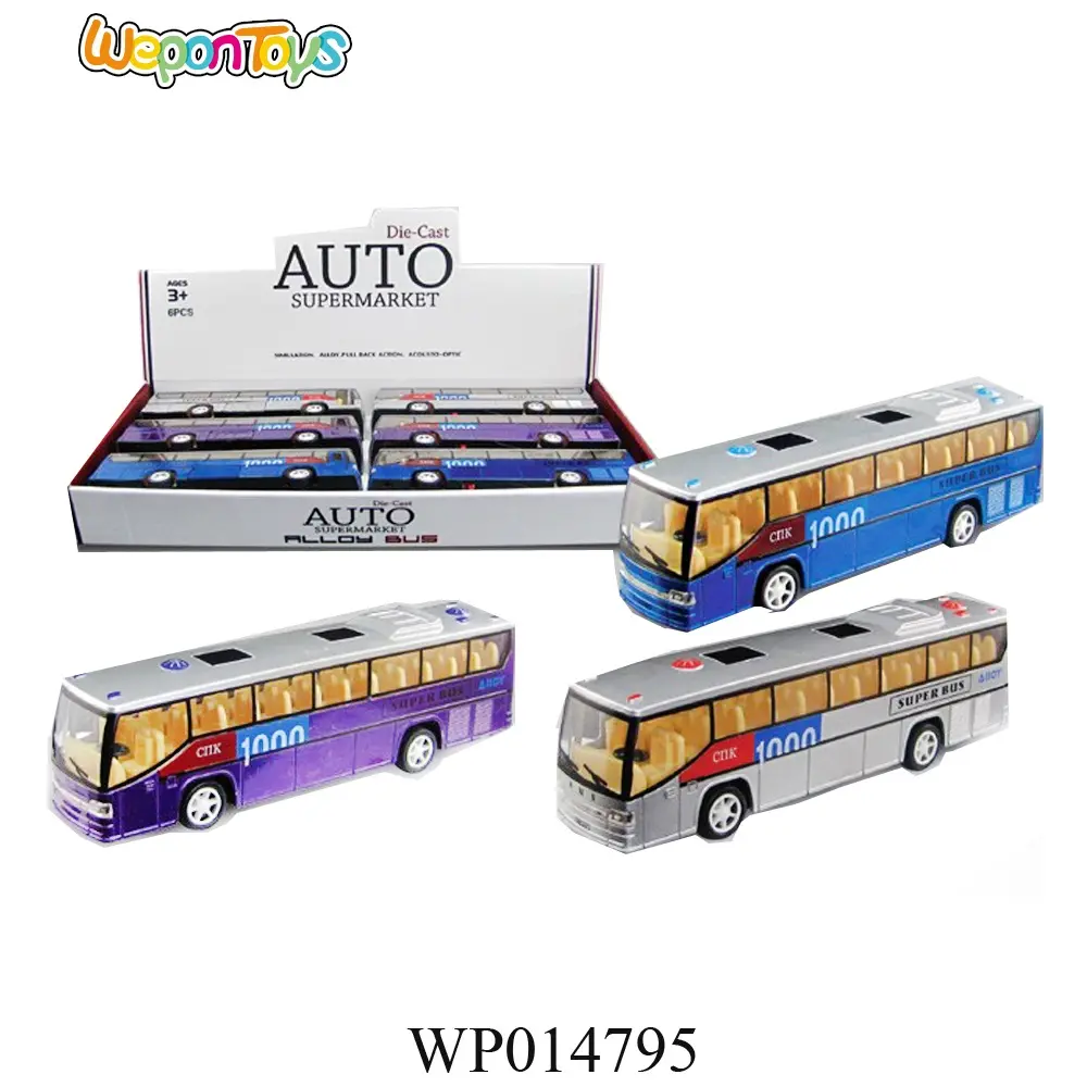 Autobús de juguete de metal con sonido, escala 1:48, autobús de juguete