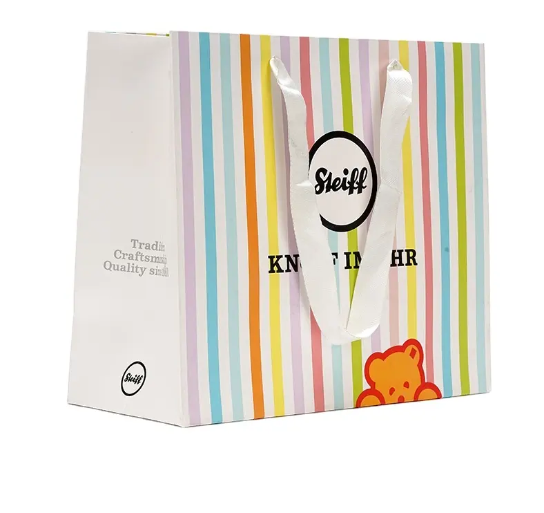Custom Logo Printed Shopping Paper Gift Craft Bags With Handles