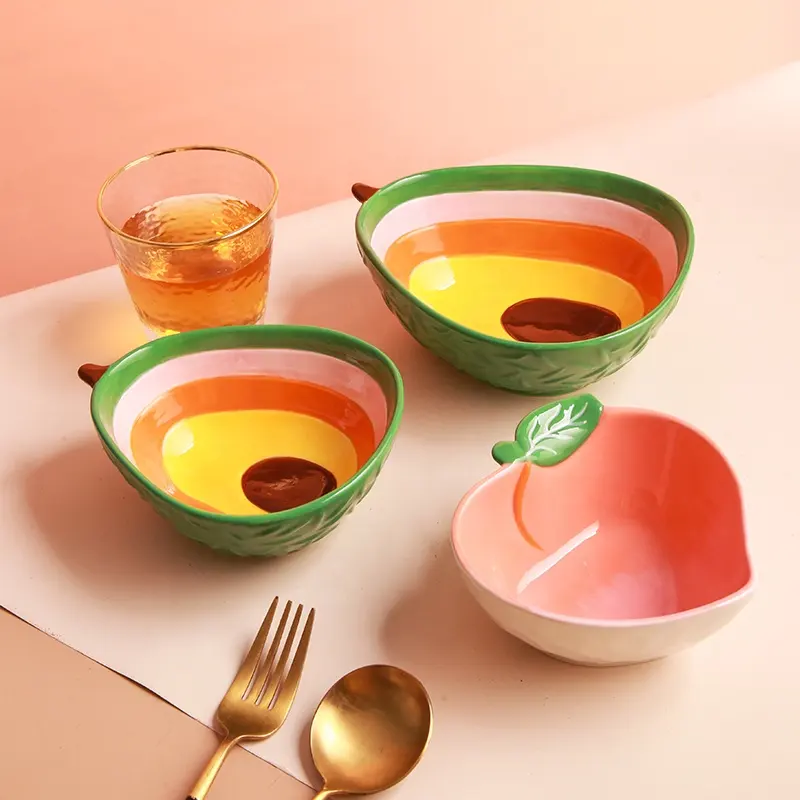 Peint à la main En Céramique Vaisselle Ménage Fruits Salade De Riz Bol Créatif Vaisselle