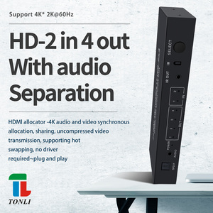<strong>2</strong>.0 for HDMI <strong>Splitter</strong> <strong>2</strong>-In 4-Out 4K 60Hz Video with Audio Out 2x4 Switch Video <strong>Splitters</strong> &amp; Converters