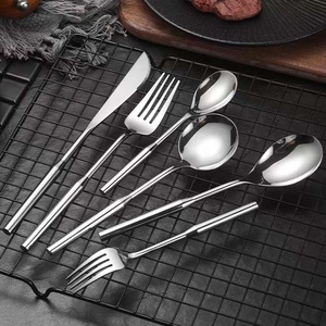 Upgrade German Double Man Sanding Matte Polish Gold Stainless Steel Tableware Set Silver <strong>Flatware</strong> Set - Product Image 2
