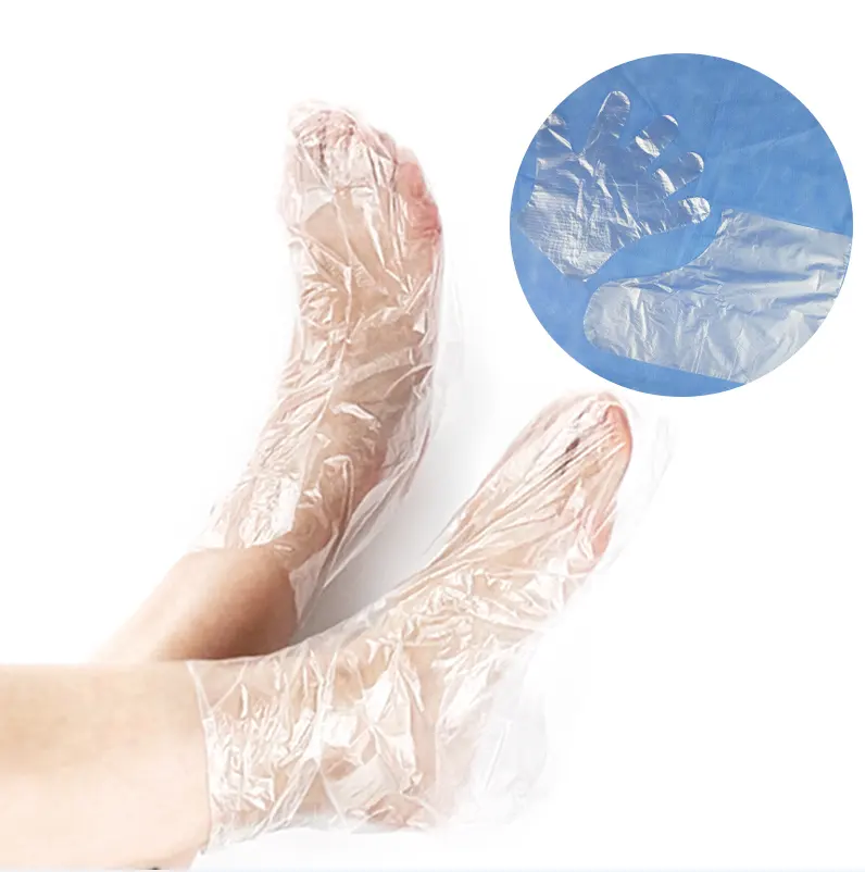 Cheap Price Waterproof Foot Cover Plastic Socks Disposable Transparent No Liquid Plastic PE Foot Mask Foot Bag For Adults