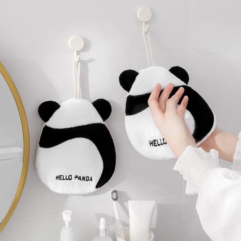 Cucina corallo velluto microfibra asciugamano per le mani altamente assorbente grande cotone Panda asciugamani per il bagno ad asciugatura rapida mano