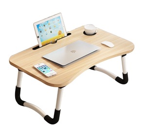 Mesa portátil de madeira dobrável, mesa dobrável ajustável para laptop, computador portátil ajustável para cama