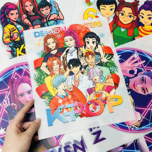 เสื้อยืดพิมพ์ลายโลโก้สีสันสดใสพิมพ์ลายด้วยความร้อนออกแบบได้ตามที่ต้องการสติกเกอร์ไวนิลพิมพ์แบบลอกลาย DTF - Product Image 2