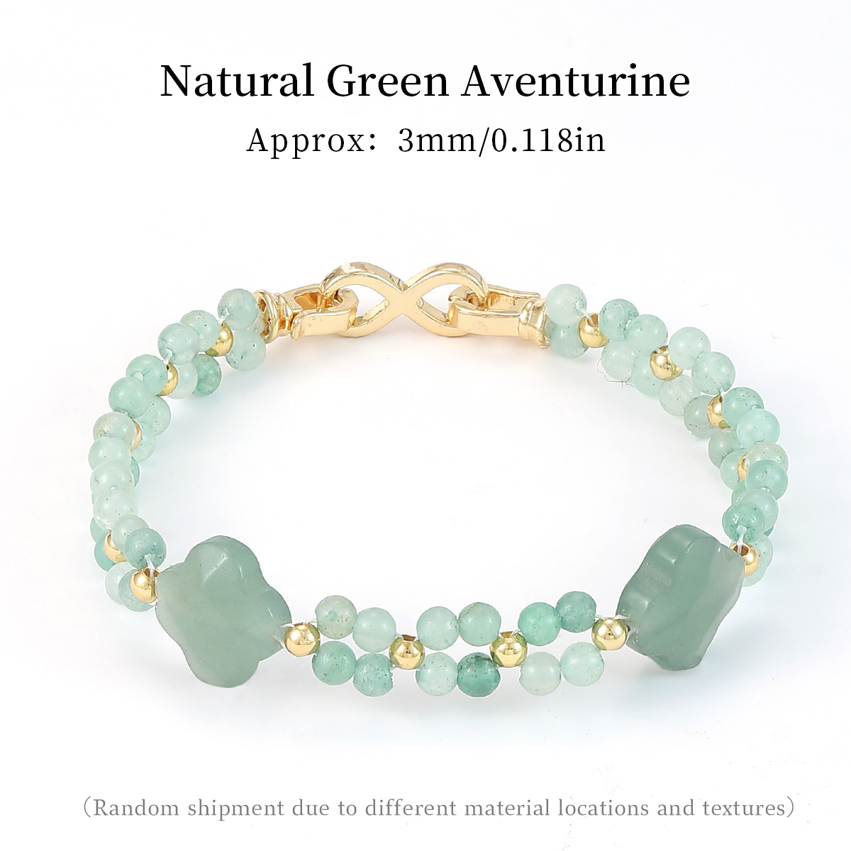 Bracelet trèfle à quatre feuilles en aventurine verte naturelle (cp)