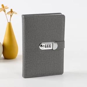 Cuaderno de tapa dura A5 con cubierta de cuero con impresión personalizada al por mayor, diario planificador con cerradura de combinación - Product Image 5