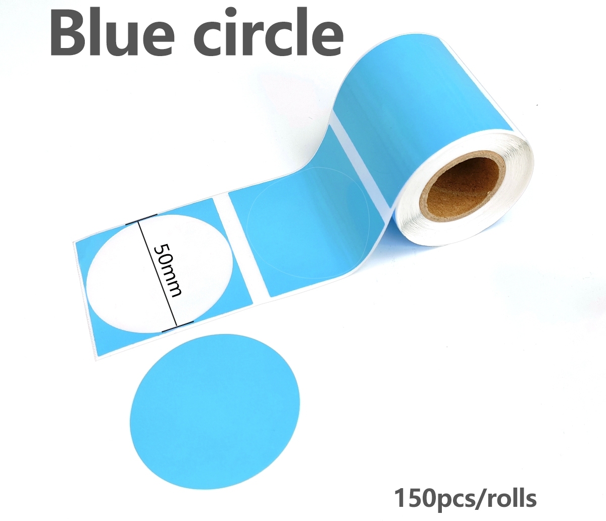 5 ม้วน ป้ายสีน้ำเงิน ขนาด 50 มม. x 50 มม.