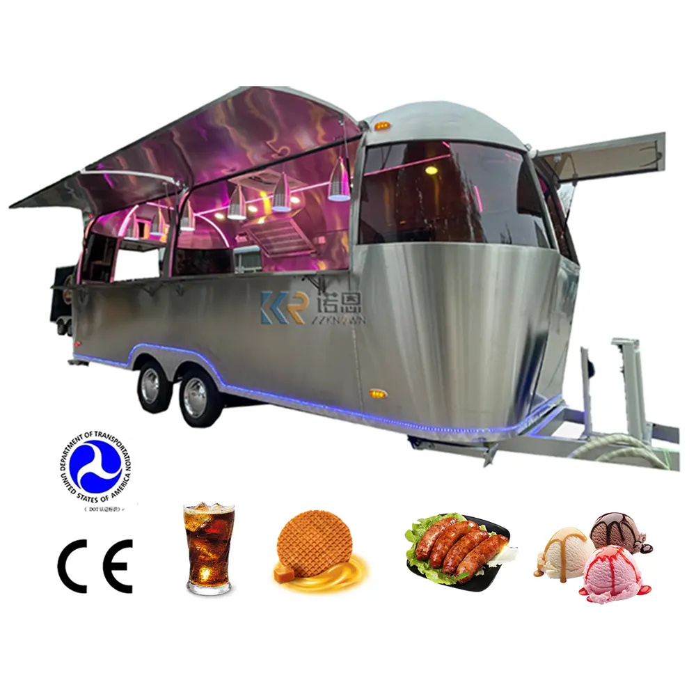 Airstream Food Trailer with DOT CE Cart Outdoor Mobile Food Truck Mobile Coffee Truck Fast Food Vending Cart