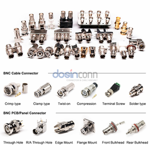 BNC公插头引脚压接直连接器镀镍铜触点，用于PCB连接