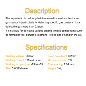Keyestudio MS1100 Formaldehyde Toluene Methane Ethanol Benzene Tobacco VOC Gas Sensor for <strong>Arduino</strong> for Microbit - Product Image 2