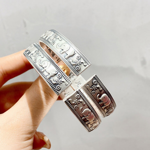 S999 Sterling Silber Armband Armreifen Elefant Great Compassion Charm Pattern Retro Klassischer buddhistischer Armband schmuck