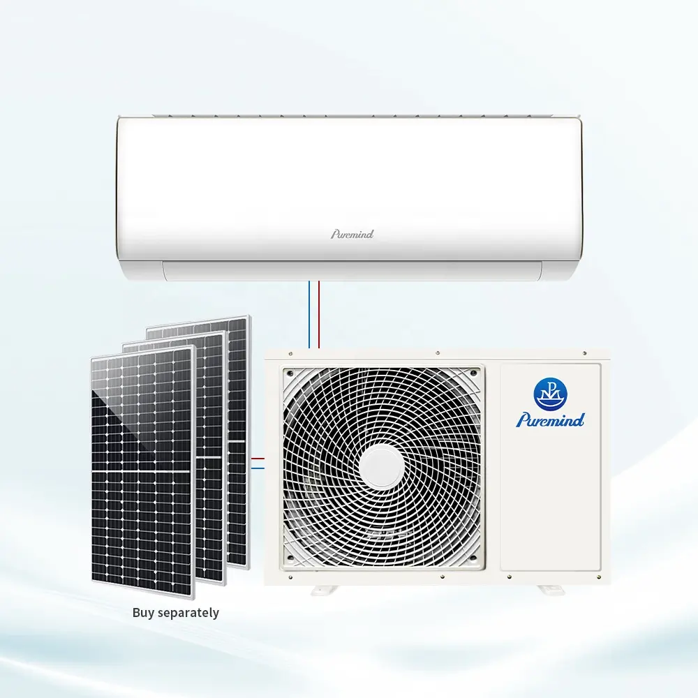 Climatiseur solaire hybride Puremind AC DC 12000 18000Btu 24000Btu Installation facile murale de climatisation partagée