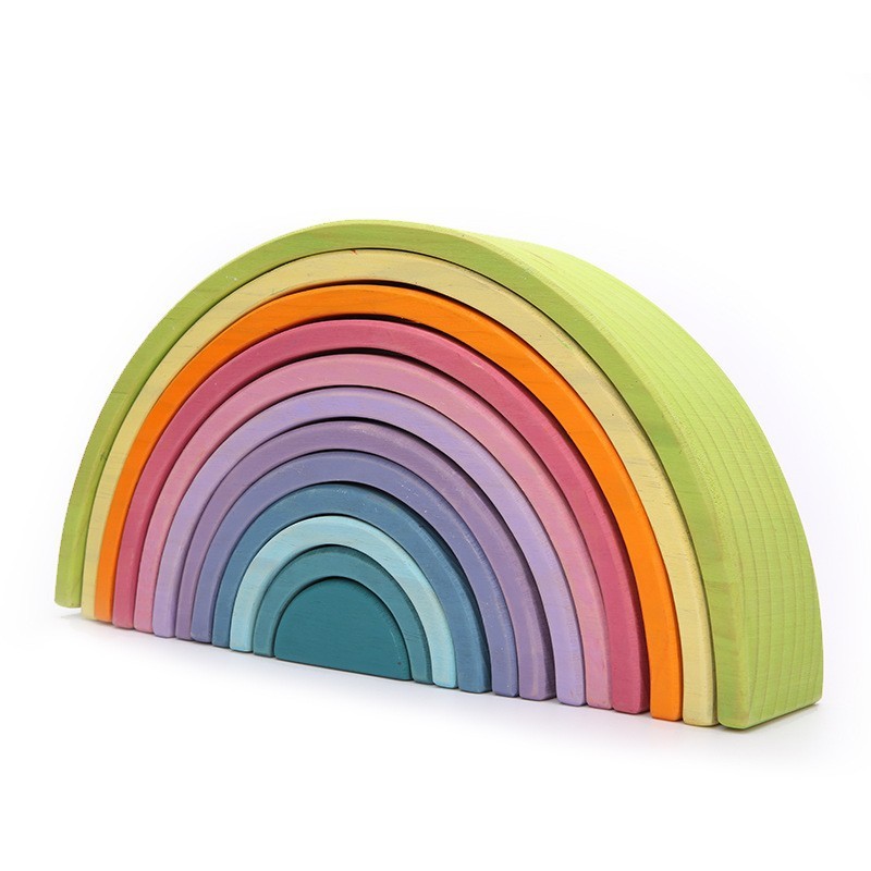 Grand macaron en bois de pin arc-en-ciel