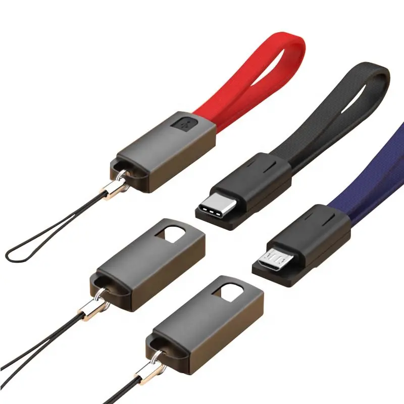 Portachiavi portatile 2.4A cavo dati per caricabatterie Micro USB di tipo C a ricarica rapida per iPhone cavi per telefoni cellulari Samsung Xiaomi