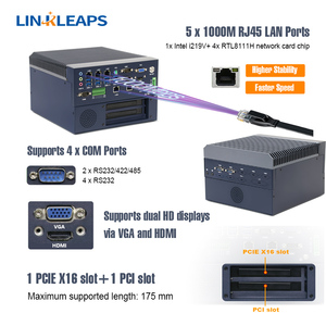 Linkleaps強力な産業用PC組み込みPCファンレスコンピュータボックスPC第6世代から第9世代のCPU 4 RS485 COM 5 GbE LAN PCIe PCI - Product Image 2