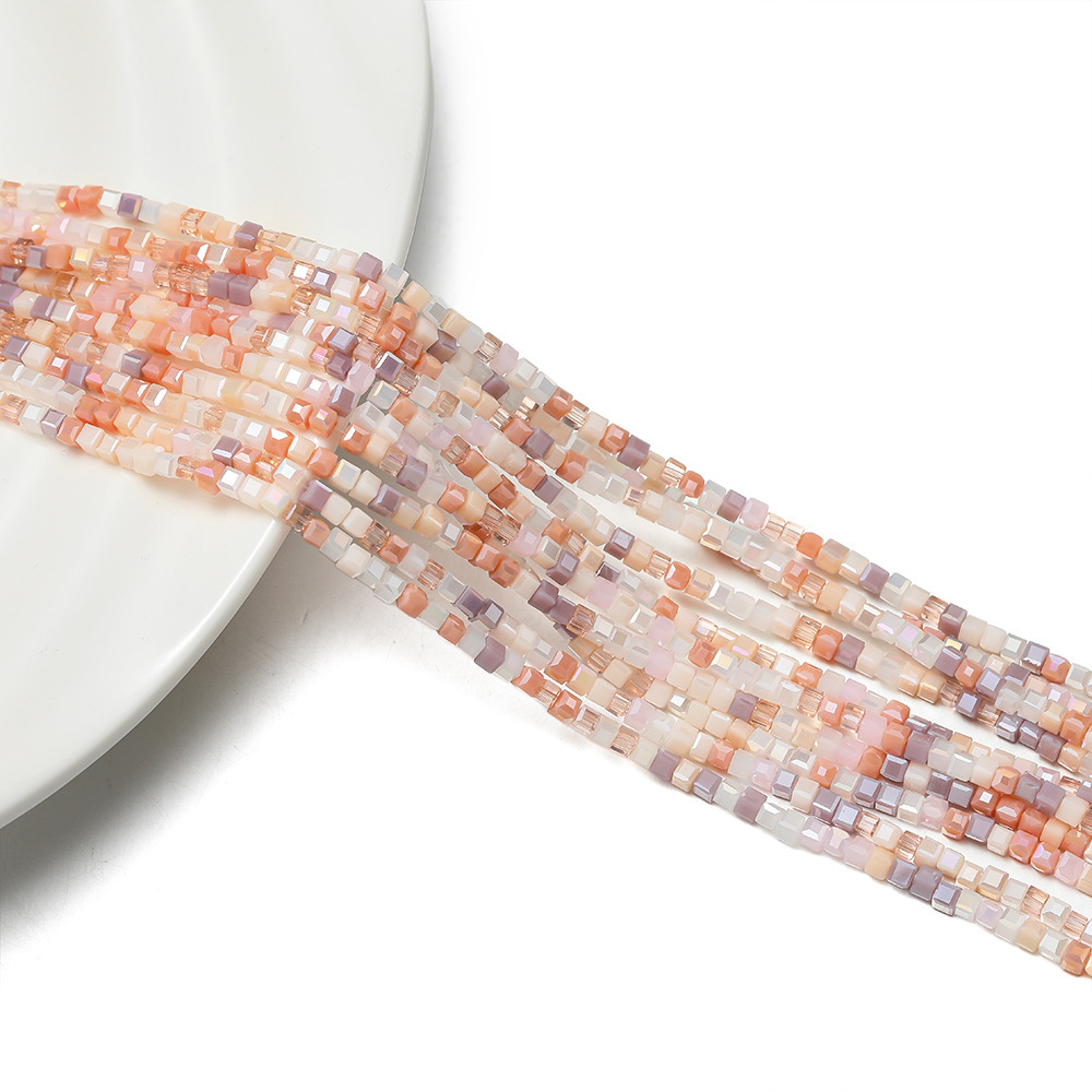 2mm Crystal Mixed Color Square Beads - Orange-Purple Series