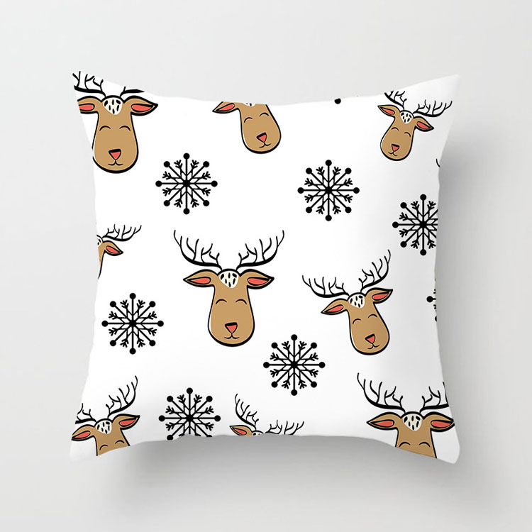 Factory Direct Nordic Style Cushion Cover Custom Christmas Deer Print Cushion Cover