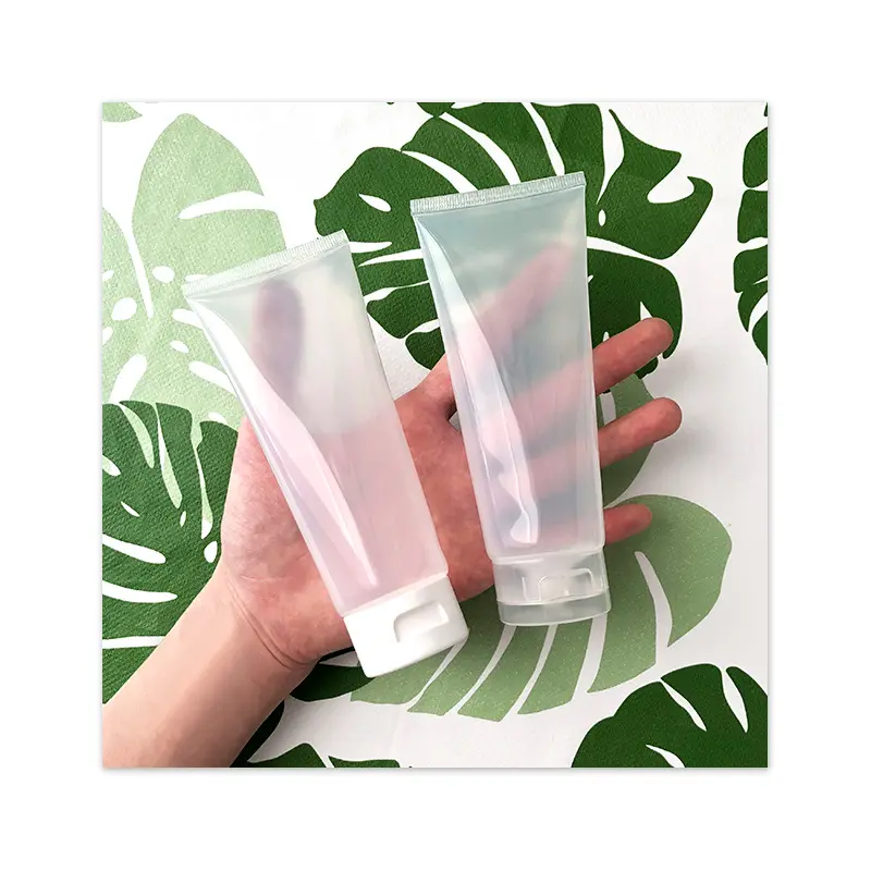 Tubo de plástico transparente PE vacío de 100ml al por mayor con tapa abatible, limpiador Facial, crema de manos, loción, envase cosmético, embalaje