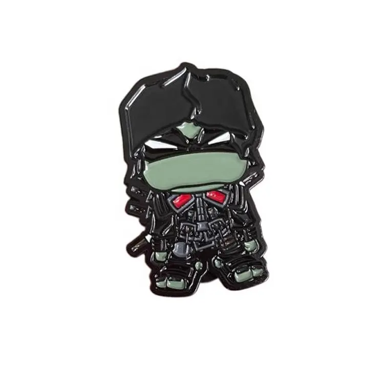 Prezzo di fabbrica Ninja logo smalto morbido pin bordo in metallo nero personalizzato distintivo economico smalto pin horror