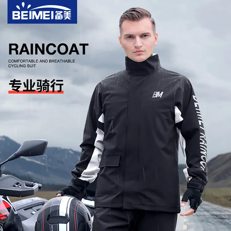 Beimei เสื้อกันฝนโพลีเอสเตอร์สำหรับผู้ชายเสื้อกันฝนนำกลับมาใช้ใหม่กันน้ำสำหรับผู้ขับขี่รถจักรยานยนต์